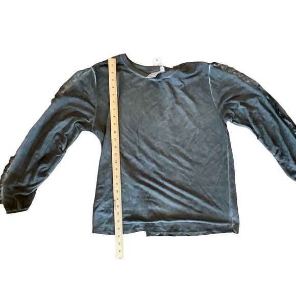 Dantelle T-shirt Top Women's Size L Gray Ruffle Long Sleeve Crew Neck Pullover - Picture 4 of 6